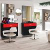 15% E0 chipboard linen top 1 drawer 1 door with mirror Salon cabinet black and red