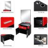15% E0 chipboard linen top 1 drawer 1 door with mirror Salon cabinet black and red
