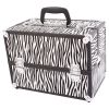 SM-2083 Aluminum Alloy Makeup Train Case Jewelry Box Organizer White Zebra Stripe