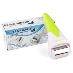 Stainless Ice Roller Body Face Facial Cold Gel Cooling Therapy Massager Skin Rejuvenation (Color: GREEN)